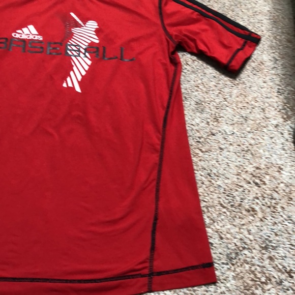 Boys Adidas Climalite Baseball graphic Red/Black Top size L - Picture 3 of 8